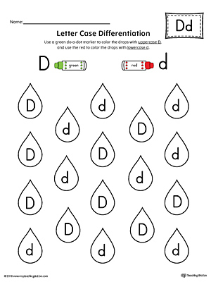 Use the Letter Case Recognition Worksheet: Letter D to help your preschooler to recognize the difference between the uppercase and lowercase D.