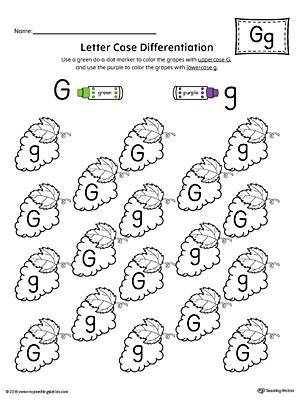 Use the Letter Case Recognition Worksheet: Letter G to help your preschooler to recognize the difference between the uppercase and lowercase A.