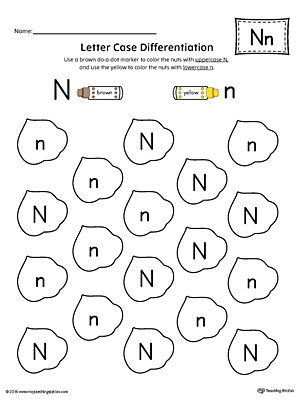 Letter Case Recognition Worksheet: Letter N