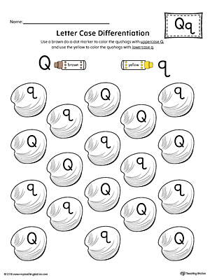 Letter Case Recognition Worksheet: Letter Q