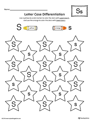 Letter Case Recognition Worksheet: Letter S