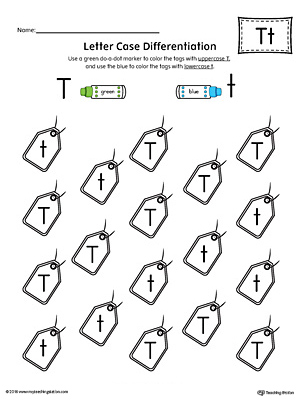 Letter Case Recognition Worksheet: Letter T