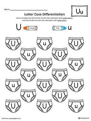 Use the Letter Case Recognition Worksheet: Letter U to help your preschooler to recognize the difference between the uppercase and lowercase A.