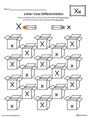 Use the Letter Case Recognition Worksheet: Letter X to help your preschooler to recognize the difference between the uppercase and lowercase A.