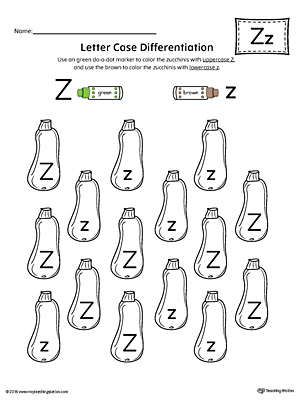 Letter Case Recognition Worksheet: Letter Z