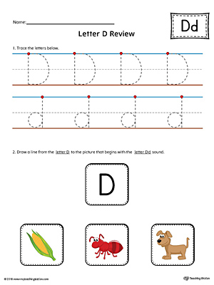 Letter D Review Worksheet (Color)