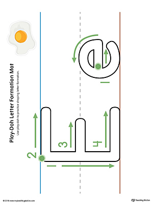 Letter Formation Play-Doh Mat: Letter E Printable (Color)