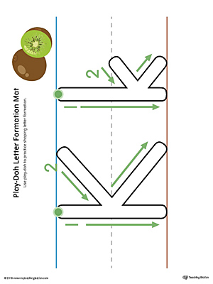 Use the Letter Formation Play-Doh Mat: Letter K in Color as a fun hands-on activity for your preschooler to learn how to form the letter K.