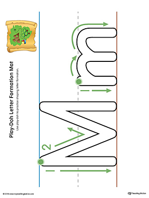 Letter Formation Play-Doh Mat: Letter M Printable (Color