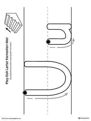 Letter Formation Play-Doh Mat: Letter U Printable