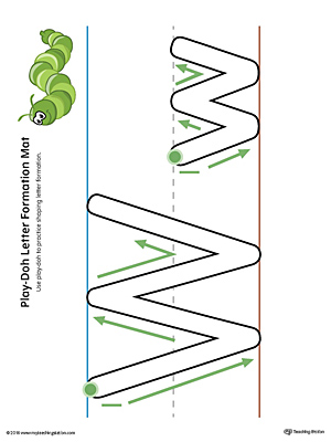 Use the Letter Formation Play-Doh Mat: Letter W in Color as a fun hands-on activity for your preschooler to learn how to form the letter W.