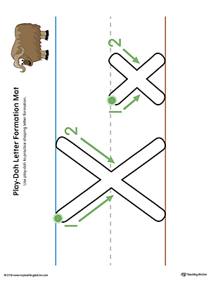 Use the Letter Formation Play-Doh Mat: Letter X in Color as a fun hands-on activity for your preschooler to learn how to form the letter X.