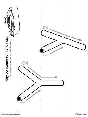 Letter Formation Play-Doh Mat: Letter Y Printable