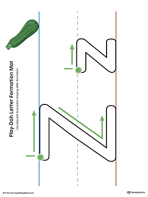 Use the Letter Formation Play-Doh Mat: Letter Z in Color as a fun hands-on activity for your preschooler to learn how to form the letter Z.