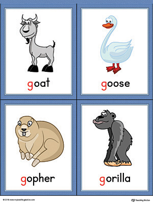 Letter G Words and Pictures Printable Cards: Goat, Goose, Gopher ...
