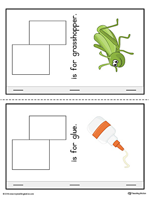 Letter G Cut-And-Paste Printable MiniBook for Kindergarten in Color