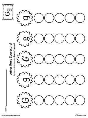 Letter G Activity Race Game for Kindergarten