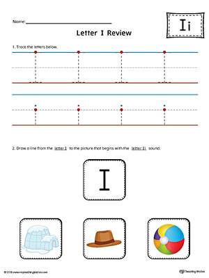 Use the Letter I Review in Color worksheet to help your student practice tracing and the beginning sound of the letter I.