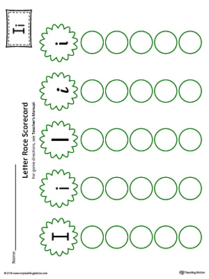 Letter I Activity Race Game for Preschool in Color