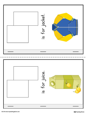 Letter J Cut-And-Paste Printable MiniBook for Preschool in Color