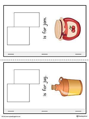 Letter J Cut-And-Paste Printable MiniBook for Kindergarten in Color