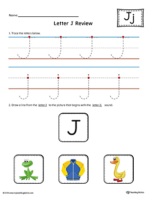 Letter J Review Worksheet (Color)