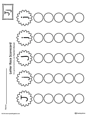 Letter J Activity Race Game for Kindergarten