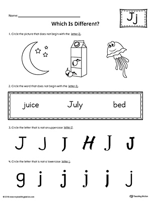Letter J Which is Different Worksheet