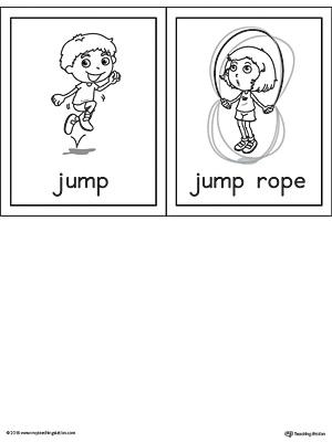 Letter J Words and Pictures Printable Cards: Jump, Jump Rope
