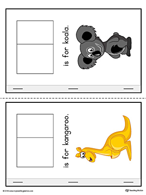 Letter K Cut-Paste Printable MiniBook in Color