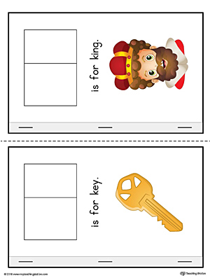 Letter K Cut-And-Paste Printable MiniBook for Preschool in Color