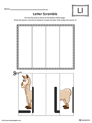 Use the Letter L Scramble in Color printable worksheet to aid your student in recognizing the letter L and it