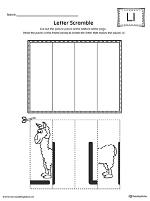 Use the Letter L Scramble printable worksheet to aid your student in recognizing the letter L and it