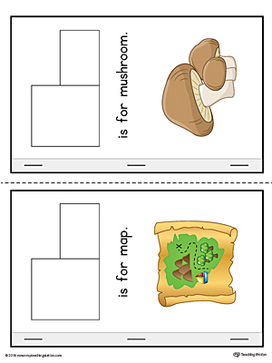 Letter M Cut-And-Paste Printable MiniBook for Kindergarten in Color