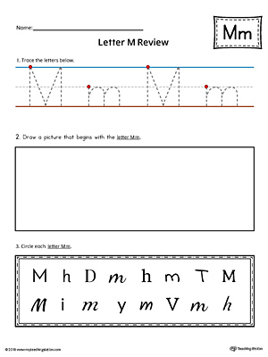 Use the Letter M Practice Worksheet to help your student identify and trace the letter M along with recognizing it