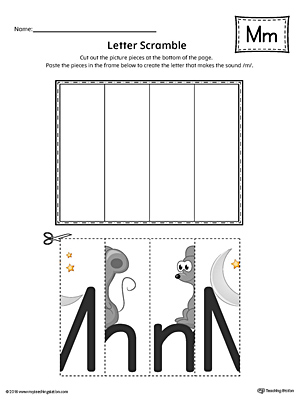 Letter M Scramble Worksheet (Color)