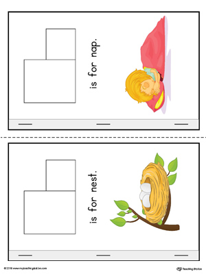 Letter N Cut-And-Paste Printable MiniBook for Preschool in Color