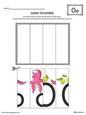 Letter O Scramble Worksheet (Color)