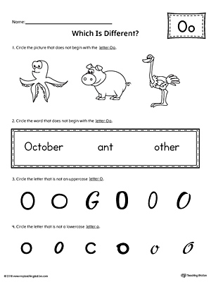 Letter O Which is Different Worksheet