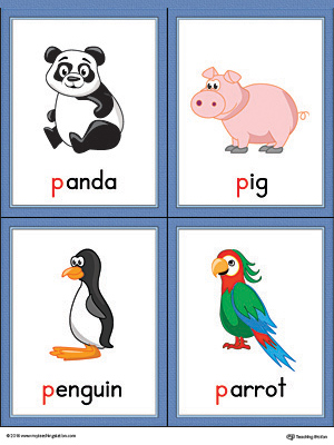 Letter P Words and Pictures Printable Cards: Panda, Pig, Penguin ...