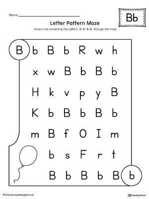Letter B Pattern Maze Worksheet