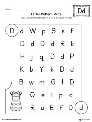 Letter D Pattern Maze Worksheet | MyTeachingStation.com