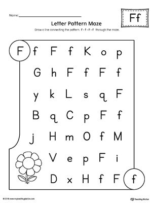 Letter F Pattern Maze Worksheet MyTeachingStation com Letter F Pattern Maze Worksheet MyTeachingStation com
