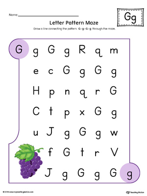 Letter G Pattern Maze Worksheet (Color)