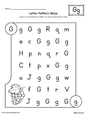 Letter G Pattern Maze Worksheet | MyTeachingStation.com