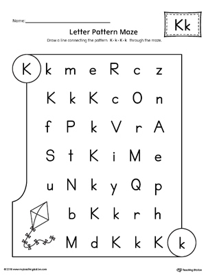 Letter K Pattern Maze Worksheet