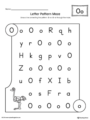 Letter O Pattern Maze Worksheet