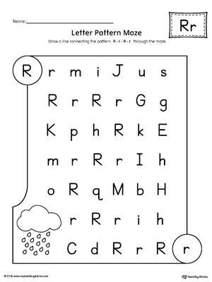 Letter R Pattern Maze Worksheet
