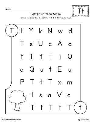 Letter T Pattern Maze Worksheet