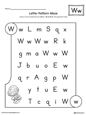 Letter W Pattern Maze Worksheet